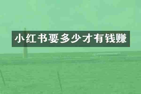 小红书要多少才有钱赚