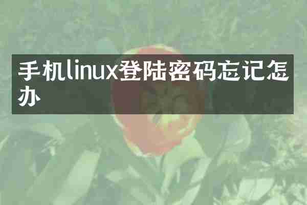 手机linux登陆密码忘记怎么办