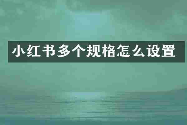 小红书多个规格怎么设置