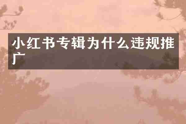 小红书专辑为什么违规推广