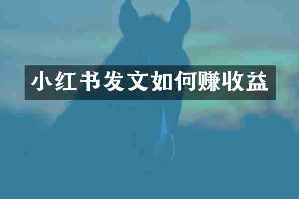 小红书发文如何赚收益