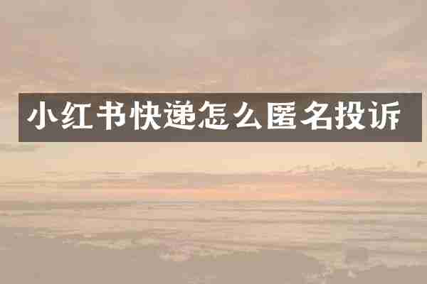 小红书快递怎么匿名投诉