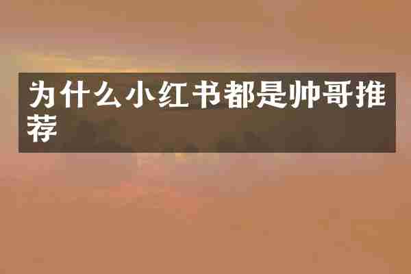 为什么小红书都是帅哥推荐