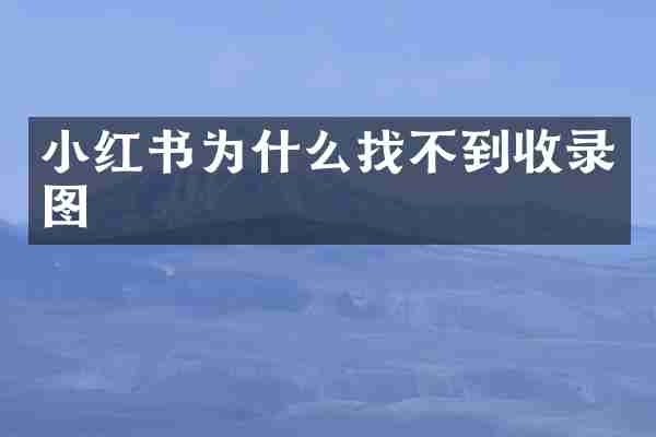 小红书为什么找不到收录图