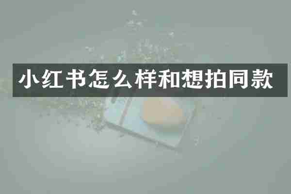 小红书怎么样和想拍同款