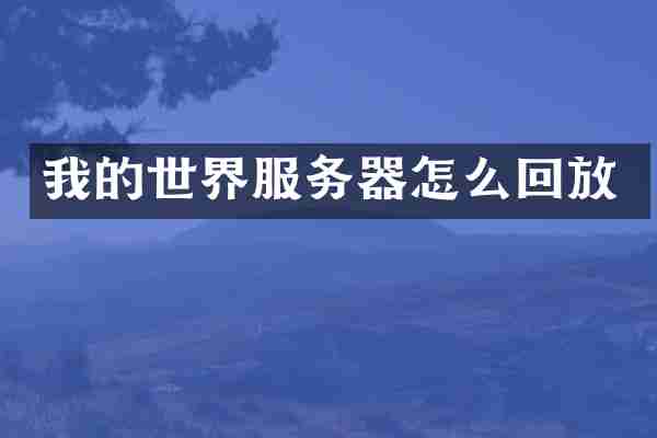 我的世界服务器怎么回放