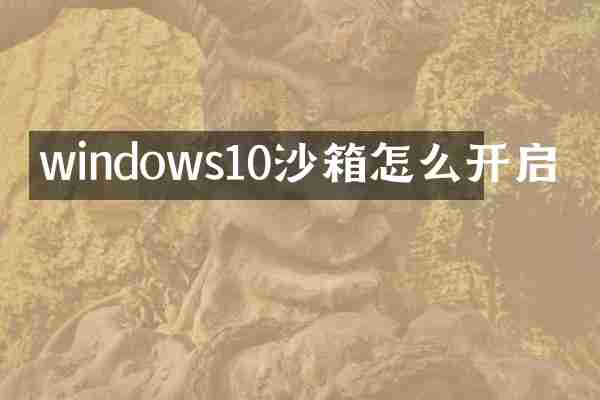windows10沙箱怎么开启
