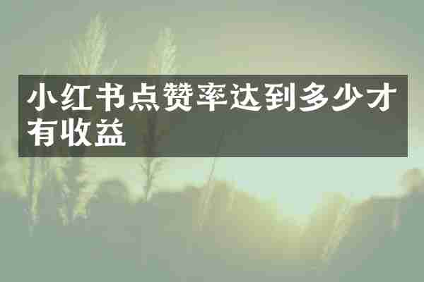 小红书点赞率达到多少才有收益