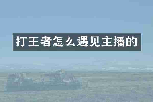 打王者怎么遇见主播的