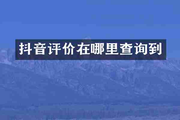 抖音评价在哪里查询到