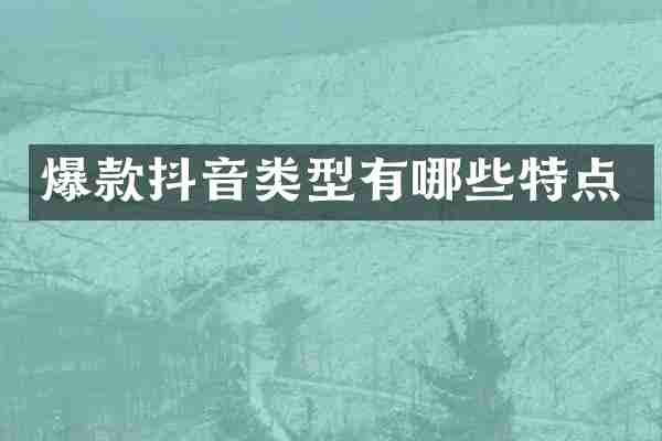 爆款抖音类型有哪些特点