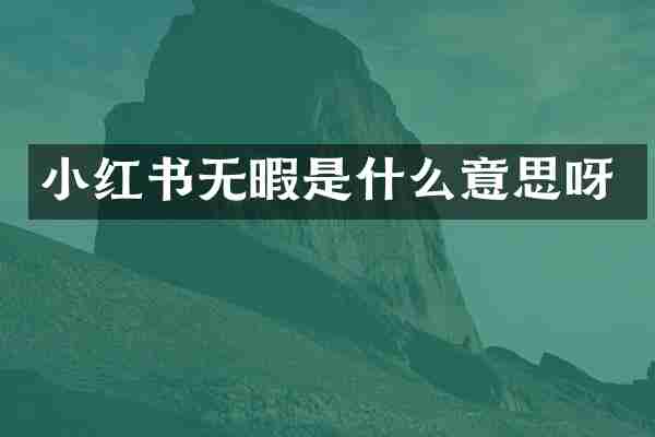 小红书无暇是什么意思呀