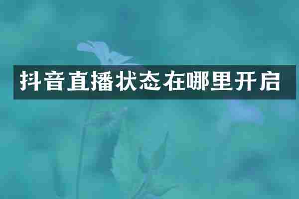 抖音直播状态在哪里开启
