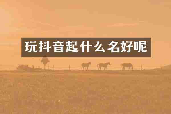玩抖音起什么名好呢