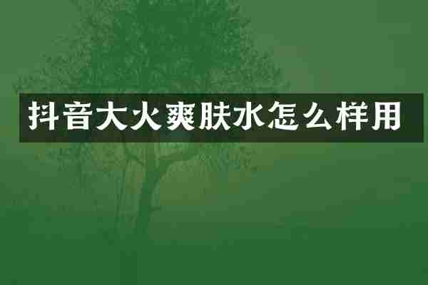 抖音大火爽肤水怎么样用