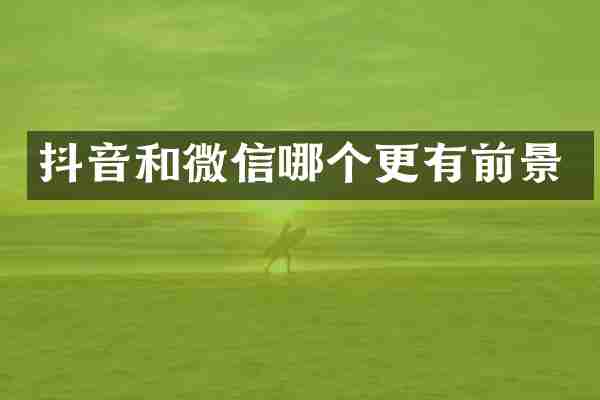抖音和微信哪个更有前景