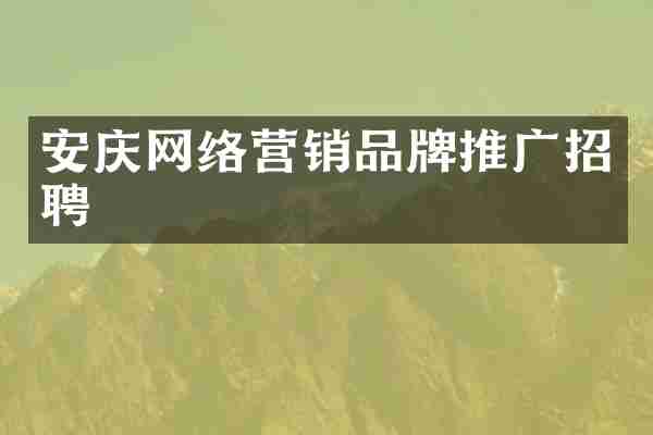 安庆网络营销品牌推广招聘