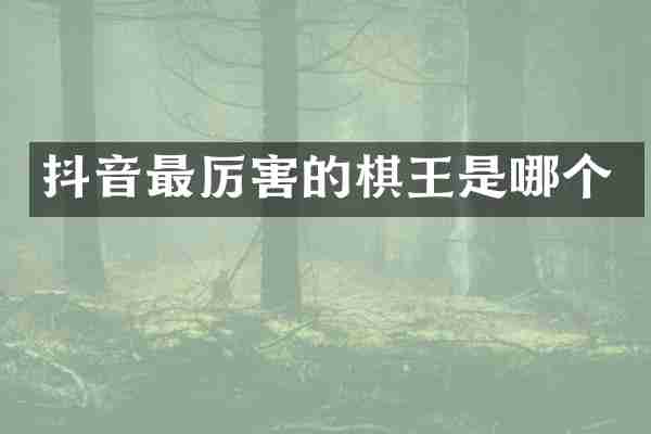 抖音最厉害的棋王是哪个