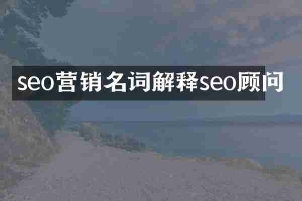 seo营销名词解释seo顾问