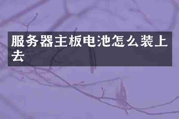 服务器主板电池怎么装上去