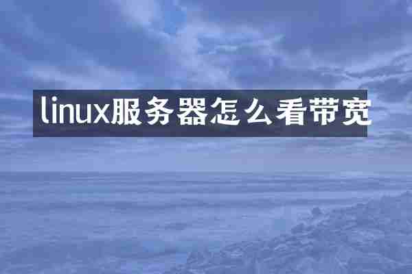 linux服务器怎么看带宽