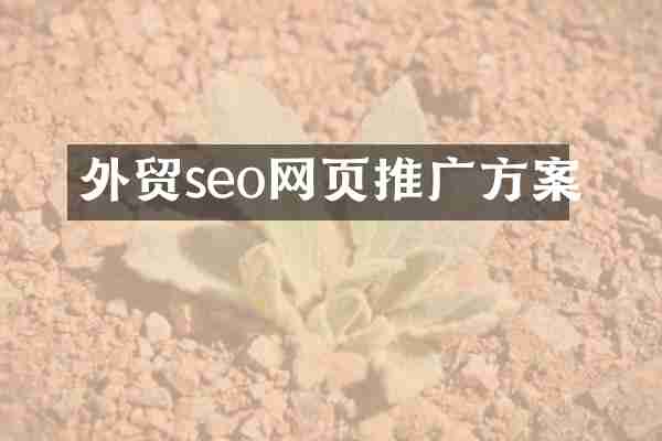 外贸seo网页推广方案