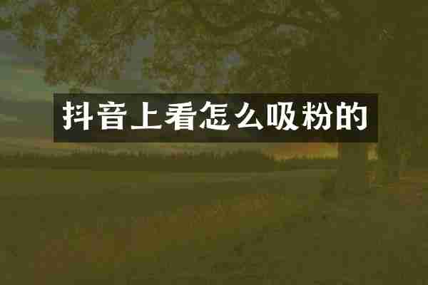 抖音上看怎么吸粉的