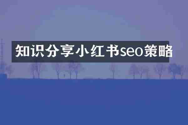 知识分享小红书seo策略