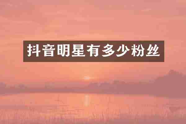 抖音明星有多少粉丝