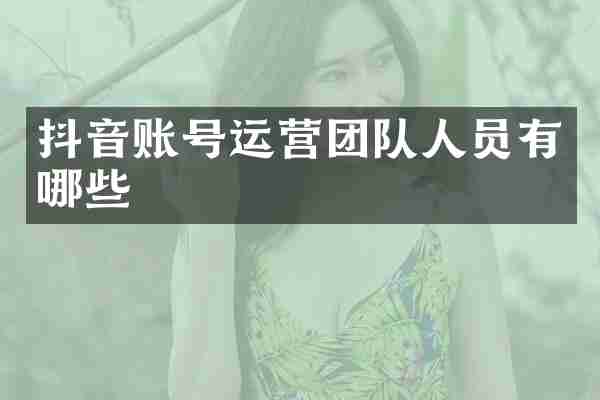 抖音账号运营团队人员有哪些