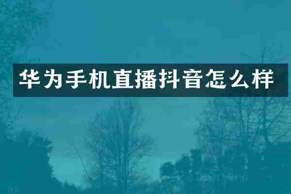 华为手机直播抖音怎么样