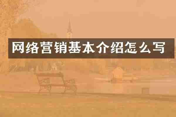 网络营销基本介绍怎么写