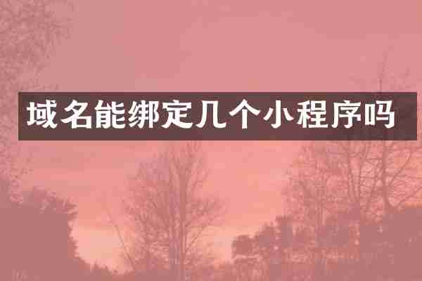 域名能绑定几个小程序吗