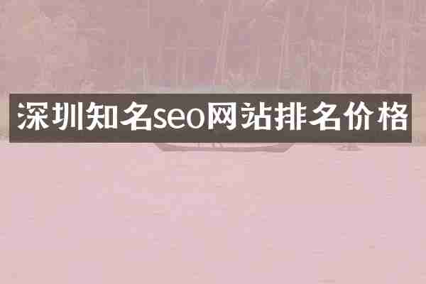 深圳知名seo网站排名价格