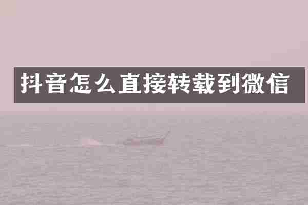 抖音怎么直接转载到微信