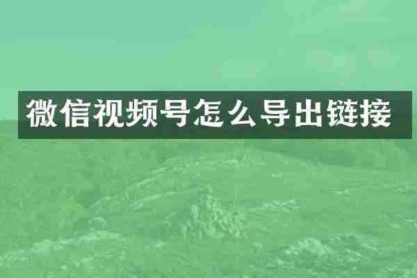 微信视频号怎么导出链接