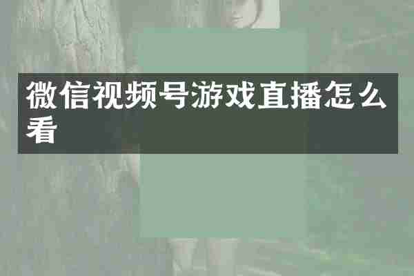 微信视频号游戏直播怎么看