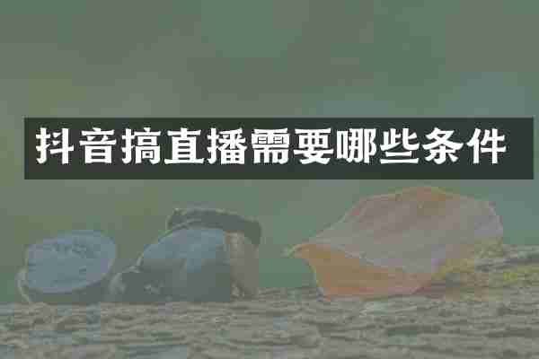 抖音搞直播需要哪些条件