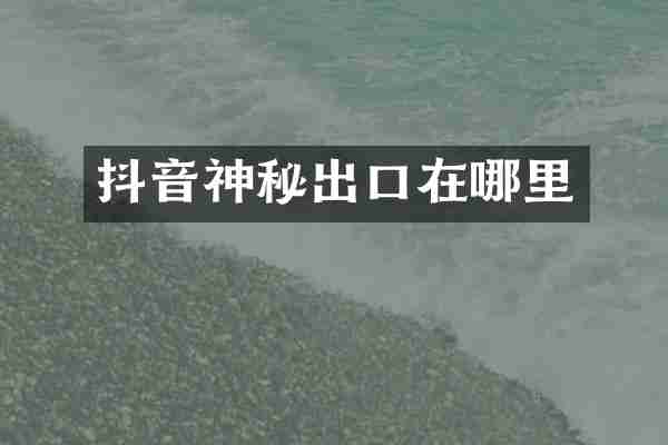 抖音神秘出口在哪里