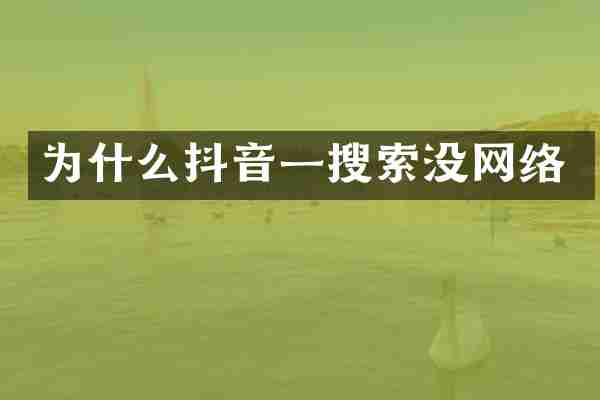 为什么抖音一搜索没网络