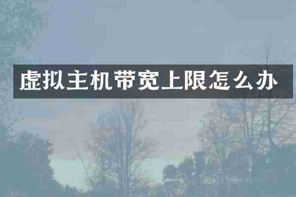 虚拟主机带宽上限怎么办