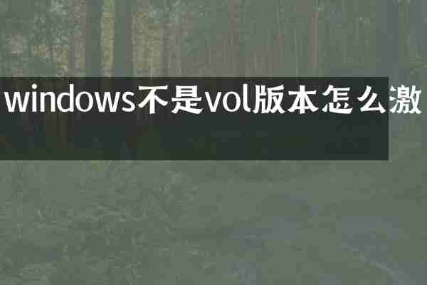 windows不是vol版本怎么激活