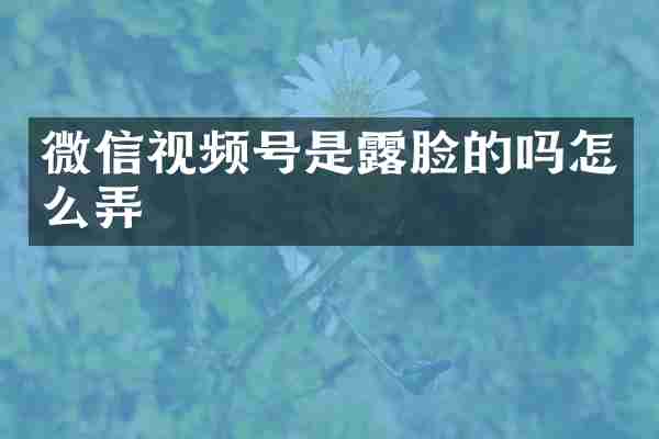 微信视频号是露脸的吗怎么弄