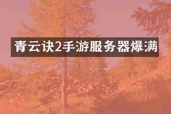 青云诀2手游服务器爆满