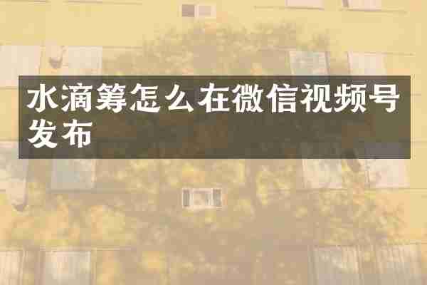 水滴筹怎么在微信视频号发布
