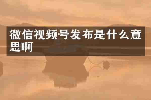微信视频号发布是什么意思啊