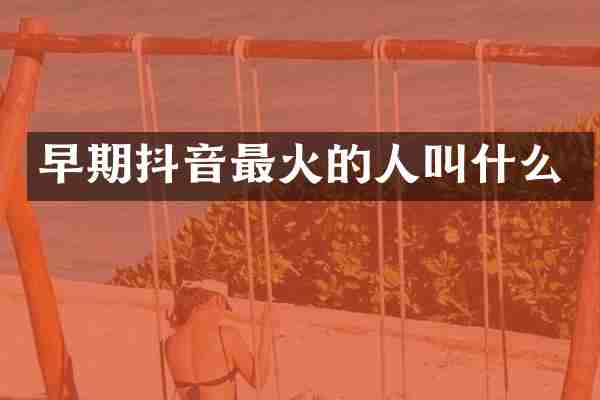 早期抖音最火的人叫什么