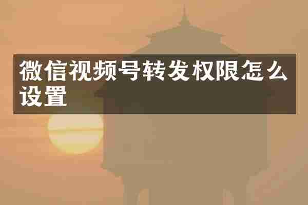 微信视频号转发权限怎么设置