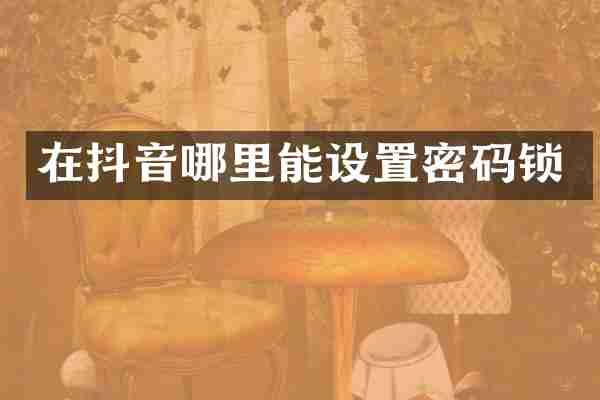 在抖音哪里能设置密码锁