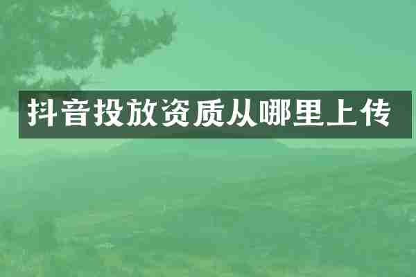 抖音投放资质从哪里上传